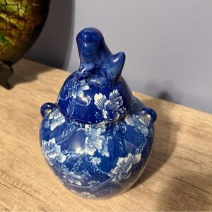 Blue Floral Ceramic Jar